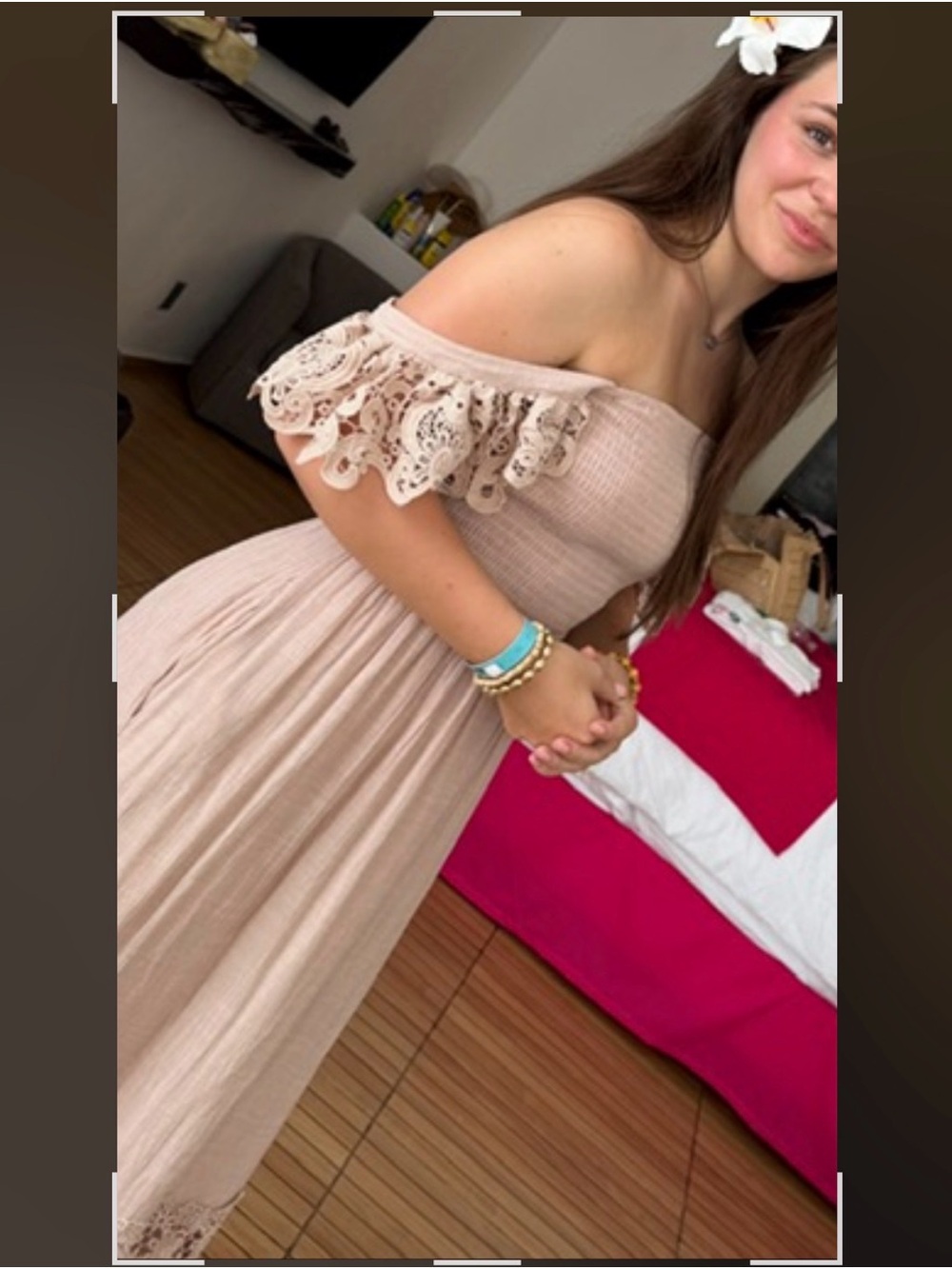 Flawless Dusty Mauve Lace Sleeve Boho Midi Dress Small